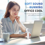 Handheld Fan USB Rechargeable Quiet Operation with Adjustable Speed and LED Battery Indicator