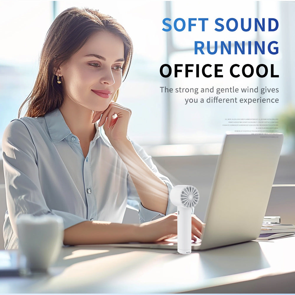 Handheld Fan USB Rechargeable Quiet Operation with Adjustable Speed and LED Battery Indicator