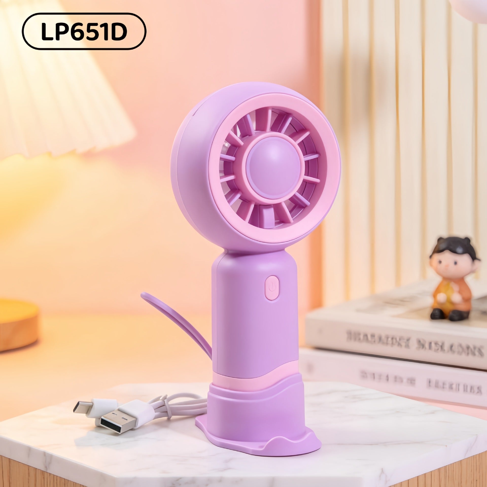 Women’s Portable Mini Handheld Fan USB Rechargeable Ergonomic Design Lightweight Personal Cooling