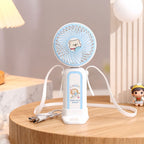 Portable USB Rechargeable Hand Fan for Women with Cute Cartoon Design and Adjustable Speed