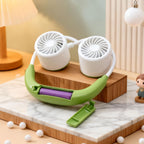 Women's Portable Neck Fan USB Rechargeable Quiet Operation Adjustable Holder Flexible Design