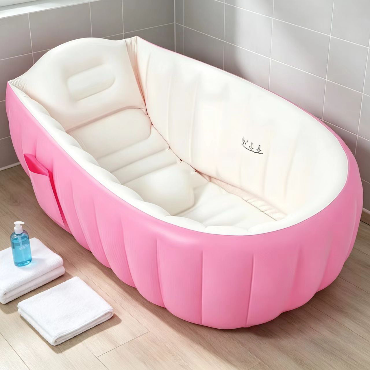 Women Inflatable Wellness Bathtub Ergonomic Design Waterproof Portable with Integrated Shelf