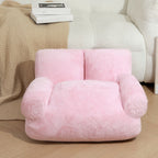 Women's Cozy Relax Armchair Plush Fabric Ergonomic Support Removable Cover