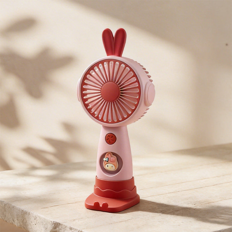 Mini Handheld Fan USB Rechargeable Cute Bunny Design Portable Personal Fan