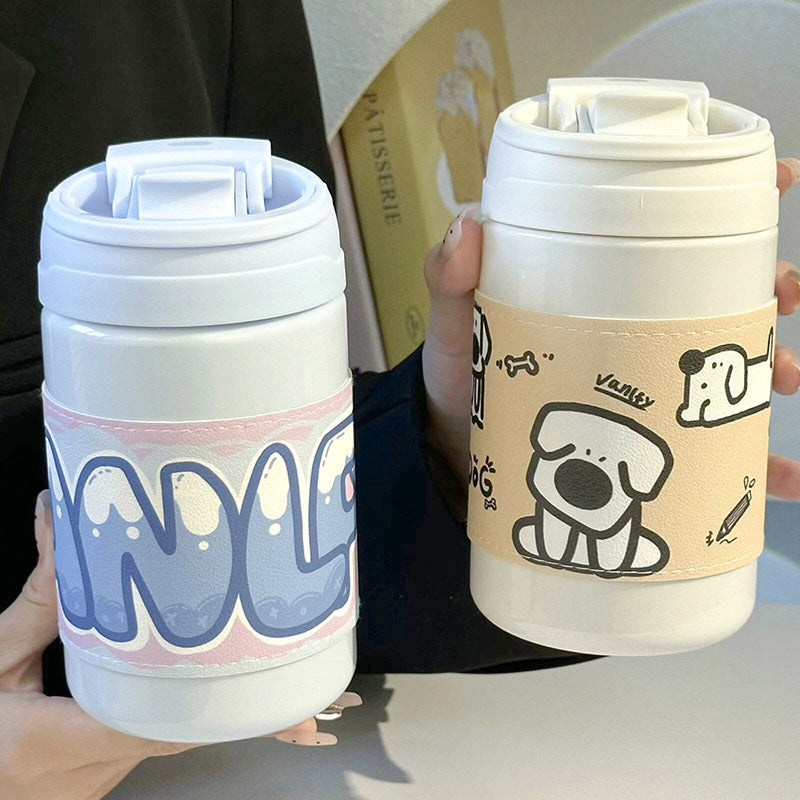 Insulated Water Bottle with Cute Animal Design Lightweight Spill-Proof Flip Lid