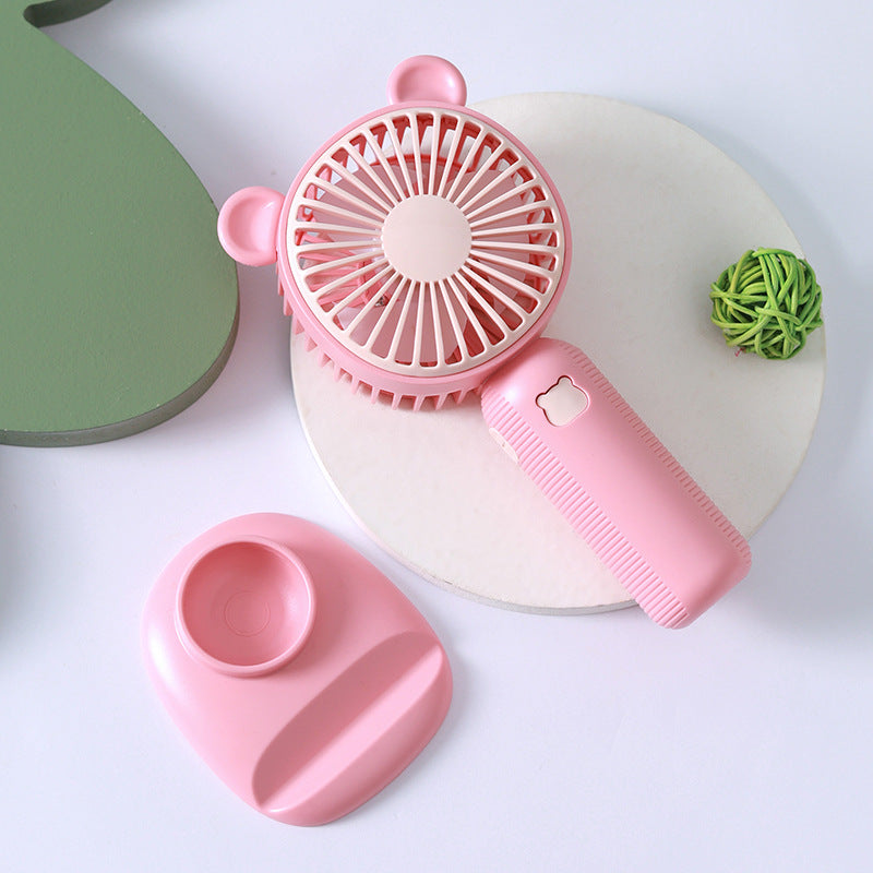 Portable USB Desk Fan with Animal Ears Quiet Compact Lightweight