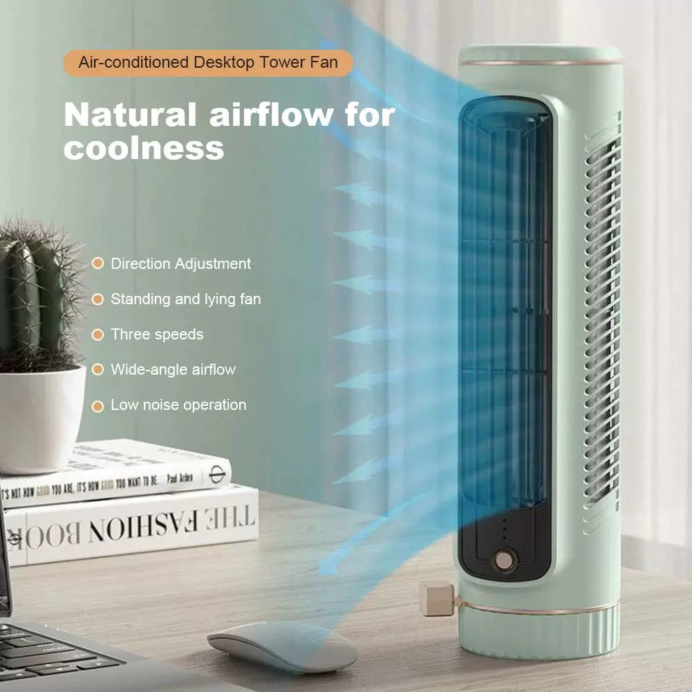 Rechargeable Vertical Personal Fan Slim Magnetic Base USB Portable Quiet