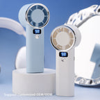 Portable Handheld Fan with Digital Display and Five Speed Levels