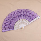 Ladies Hand Fan Bamboo Frame Paper Elegant Floral Design Portable Foldable