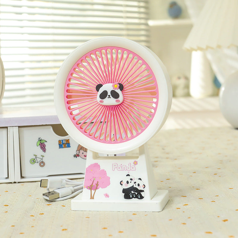 Portable Mini Fan USB Rechargeable Quiet Desk Fan with Panda Design Lightweight and Adjustable Tilt