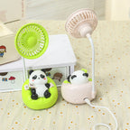 Portable Mini Fan USB Rechargeable Quiet Operation Cute Panda Design Compact Size