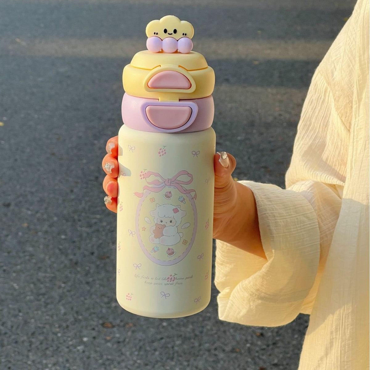 Women's Multifunctional Insulated Thermos Bottle Multi-Chamber Leak-Proof Hot Cold Water Flask
