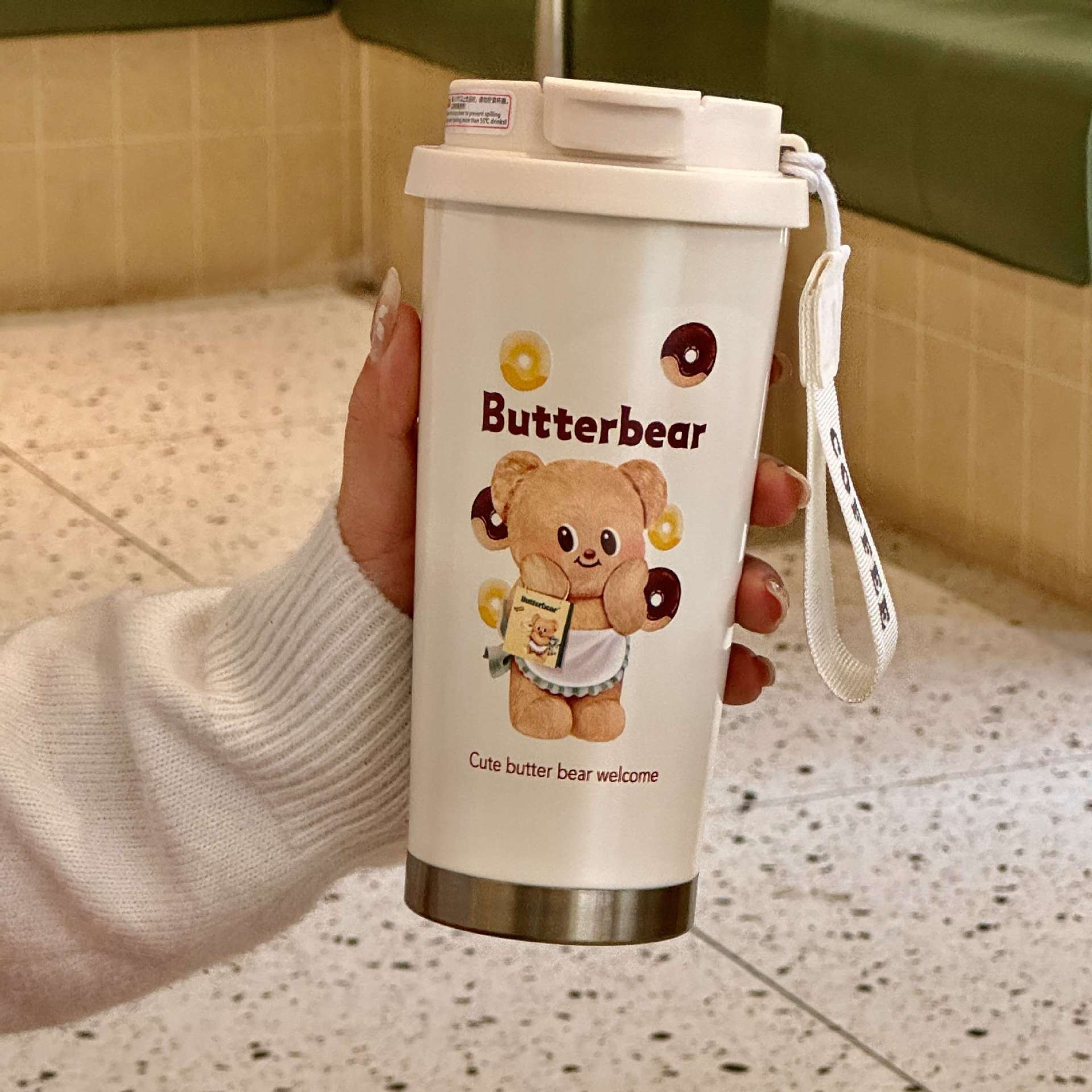 Insulated Water Bottle for Women Double-Walled with Leak-Proof Lid and Animal Design Carry Handle