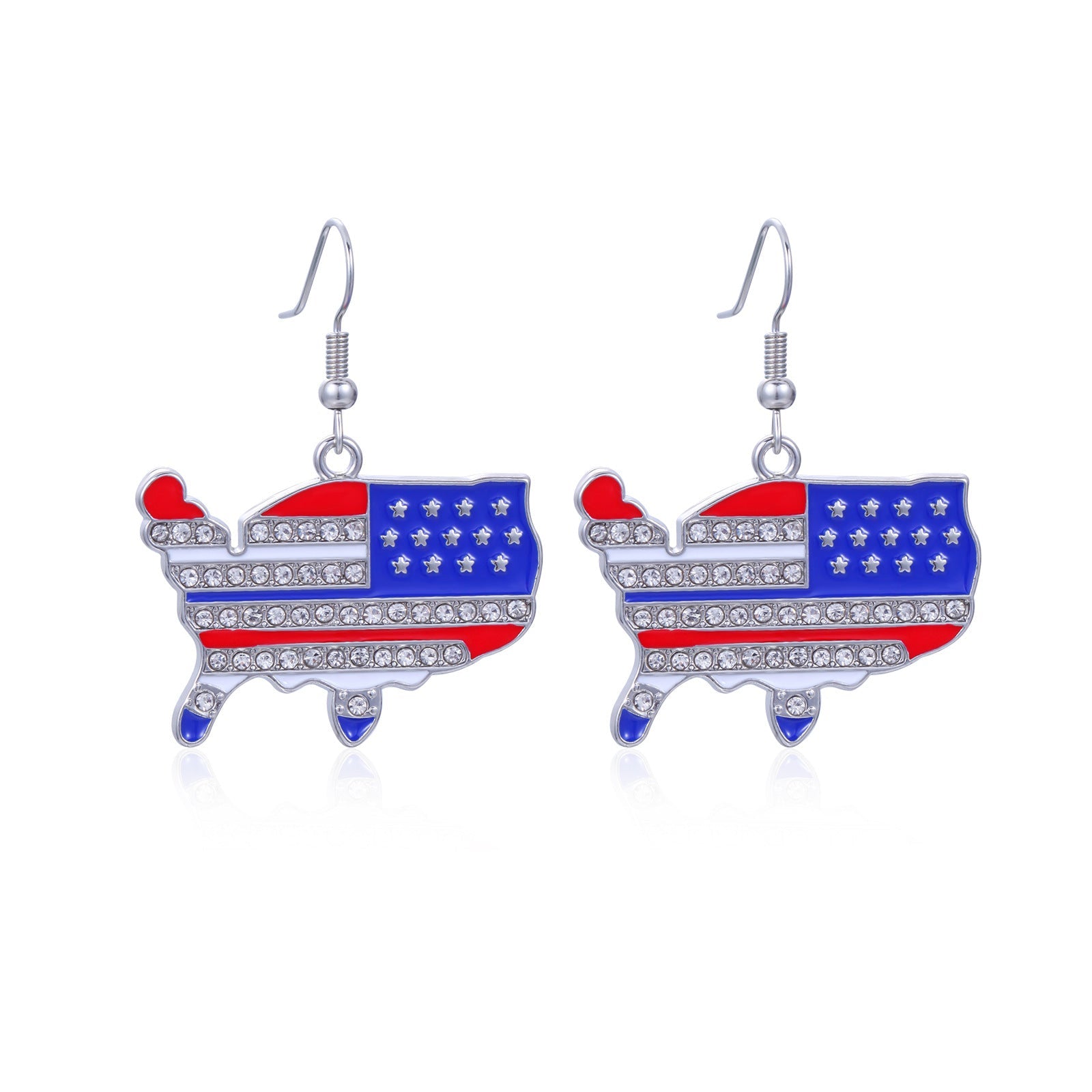 Women's Lightweight Star Earrings Enamel Flag Design Fishhook Closure Zinc Alloy