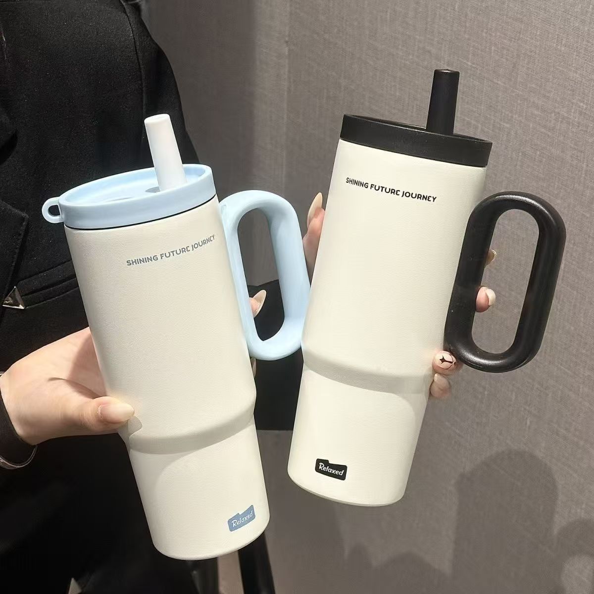 Women’s Thermal Mug Double Drinking System Stainless Steel Insulated Leak-Proof Travel Cup