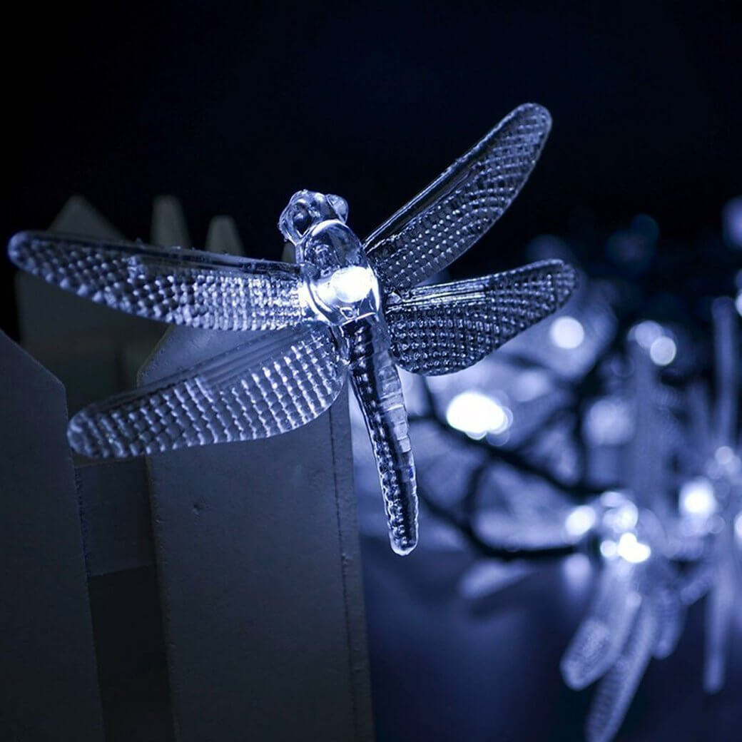 Outdoor Solar Dragonfly String Lights Waterproof Colorful LED Festival Party Decoration