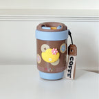 Insulated Coffee Mug for Women Double-Walled Spill-Proof Travel Mug with Lid and Carry Strap Black Silver