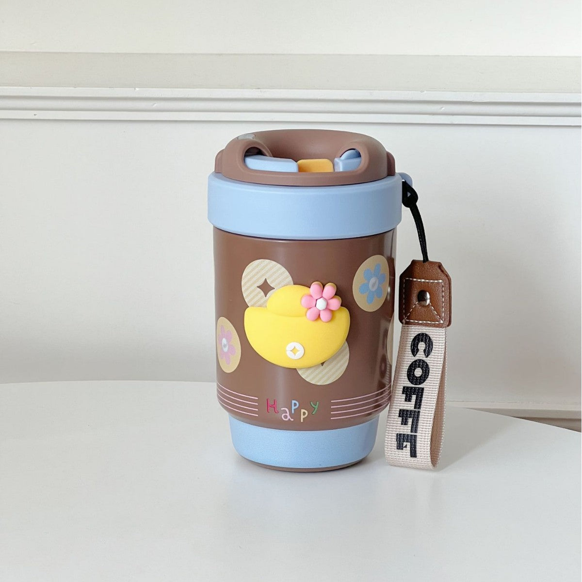 Women Thermos Mug BPA-Free Plastic Double-Walled Insulated Travel Coffee Tea Cup