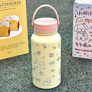 Women’s Insulated Stainless Steel Water Bottle with Cat Design Lightweight and Portable