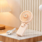 Portable Ladies Hand Fan USB Rechargeable Mini Fan with Cute Lion Motif Lightweight Personal Cooling Fan