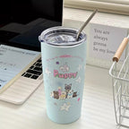 Insulated Stainless Steel Mug with Funny Animal Design Leak-Proof Lid Ergonomic Handle