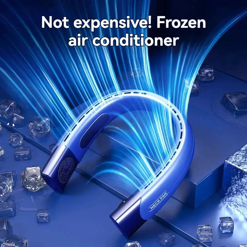 Rechargeable U-Shaped Neck Fan Bladeless Dual Air Outlets Whisper-Quiet Motor Unisex One Size