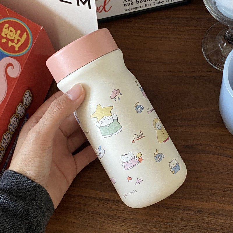 Insulated BPA-Free Water Bottle for Women with Cute Dog Design Leak-Proof Screw Cap