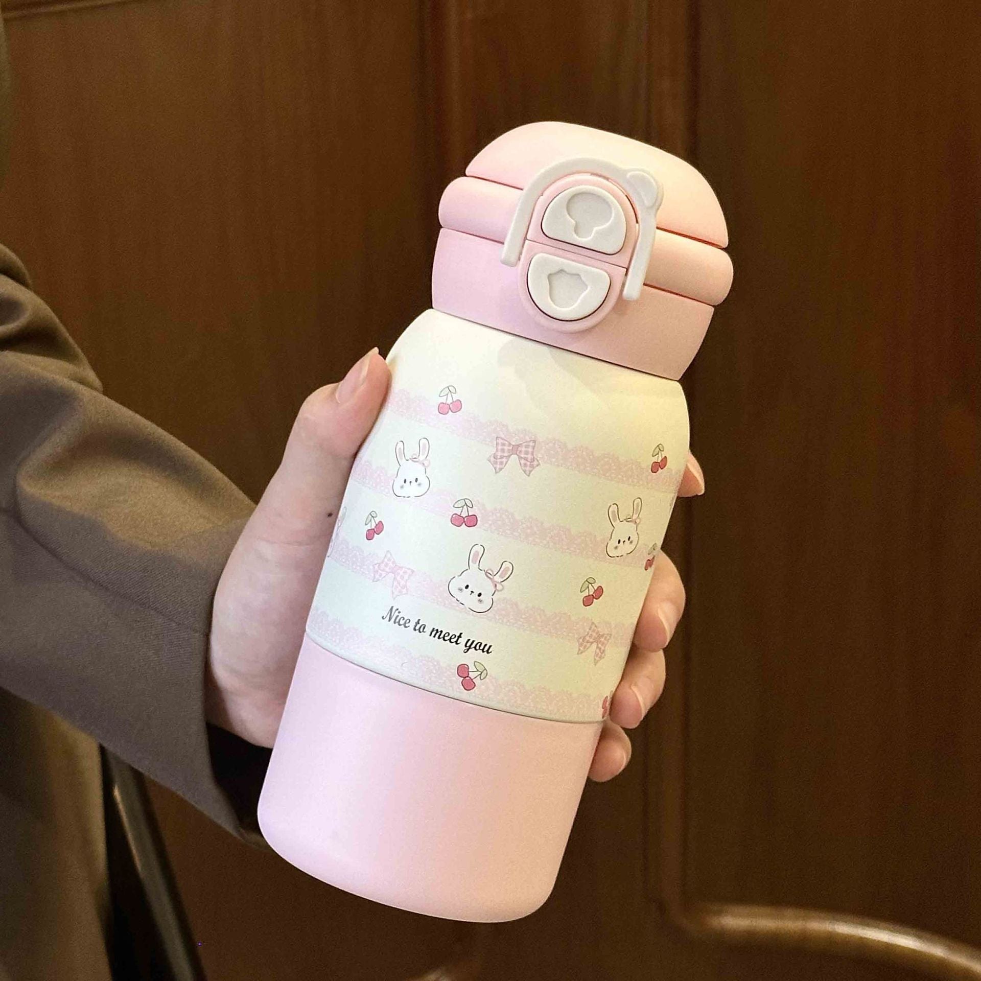 Insulated Water Bottle for Women with Flip Lid and Cheerful Design Durable and Easy to Clean