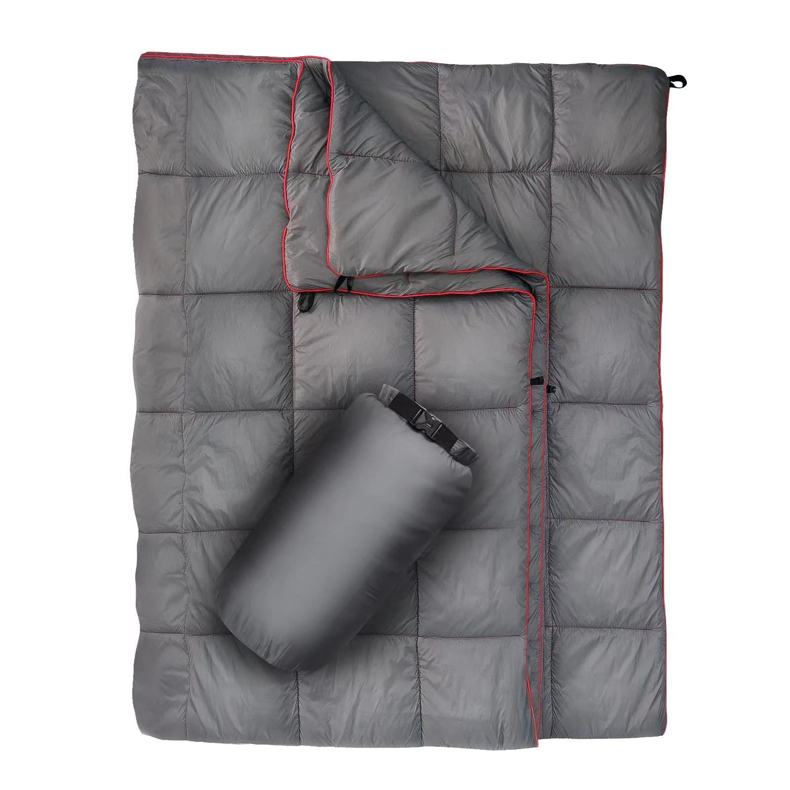 Women Ultralight Sleeping Blanket with Removable Cover and Compression Sack Red Accent