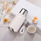 Insulated Stainless Steel Water Bottle Double-Walled Vacuum with One-Hand Safety Lock and Removable Cup