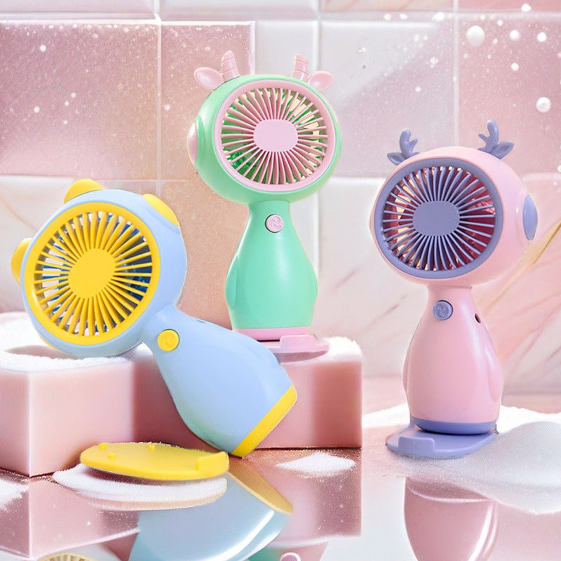 Women’s Portable Mini Fan USB Rechargeable Cute Animal Design Lightweight Handheld