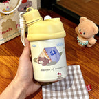 Insulated BPA-Free Plastic Water Bottle for Women with Bear Design and Leak-Proof Lid