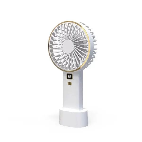 Rechargeable Portable Hand Fan with Digital Battery Indicator and Charging Dock