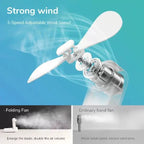 Foldable Rechargeable Portable Mini Fan with USB Power Bank and Lanyard Unisex One Size