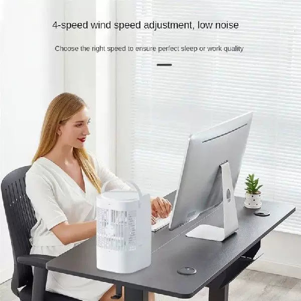 Portable Evaporative Table Fan with Handle Adjustable Multi-Speed Desktop Cooler