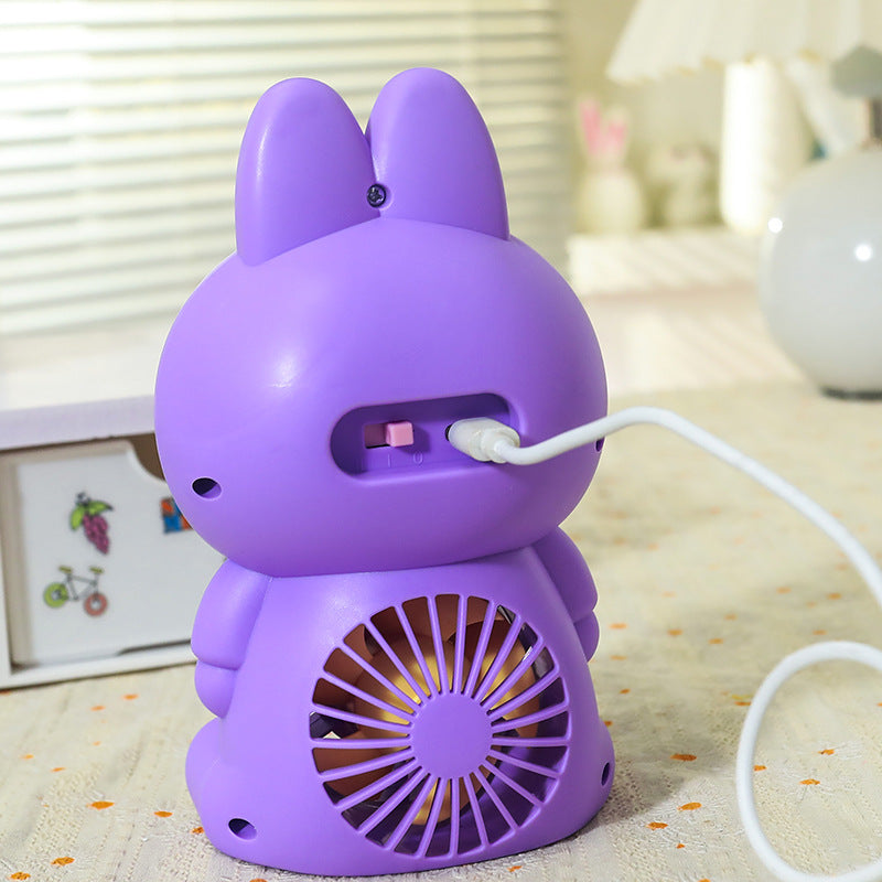 Portable USB Mini Fan Cute Rabbit Design Adjustable Speed Quiet Operation