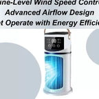 Rechargeable Tower Fan with Touch LED Control Moisturizing Reservoir and Leather Handle