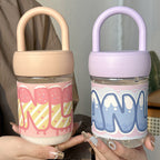 Women's Insulated Glass Water Bottle with Ergonomic Handle Multi-Functional Hot Cold Drink Container