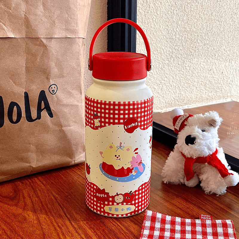 Ladies Insulated Water Bottle BPA-Free Plastic Cute Animal Design with Handle Keeps Drinks Hot or Cold
