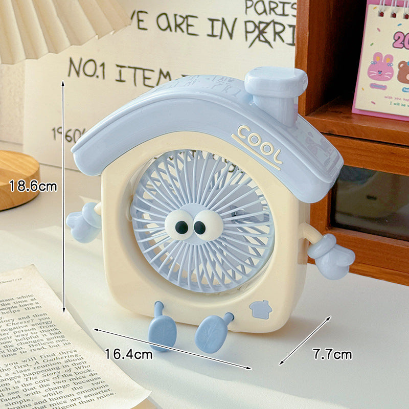 Portable Table Fan Creative House Design Compact Quiet Operation for Desk or Travel
