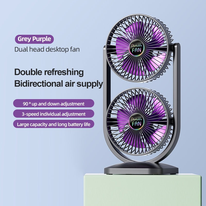Ladies Table Fan Adjustable Height 3 Speeds Dual Airflow Battery Powered