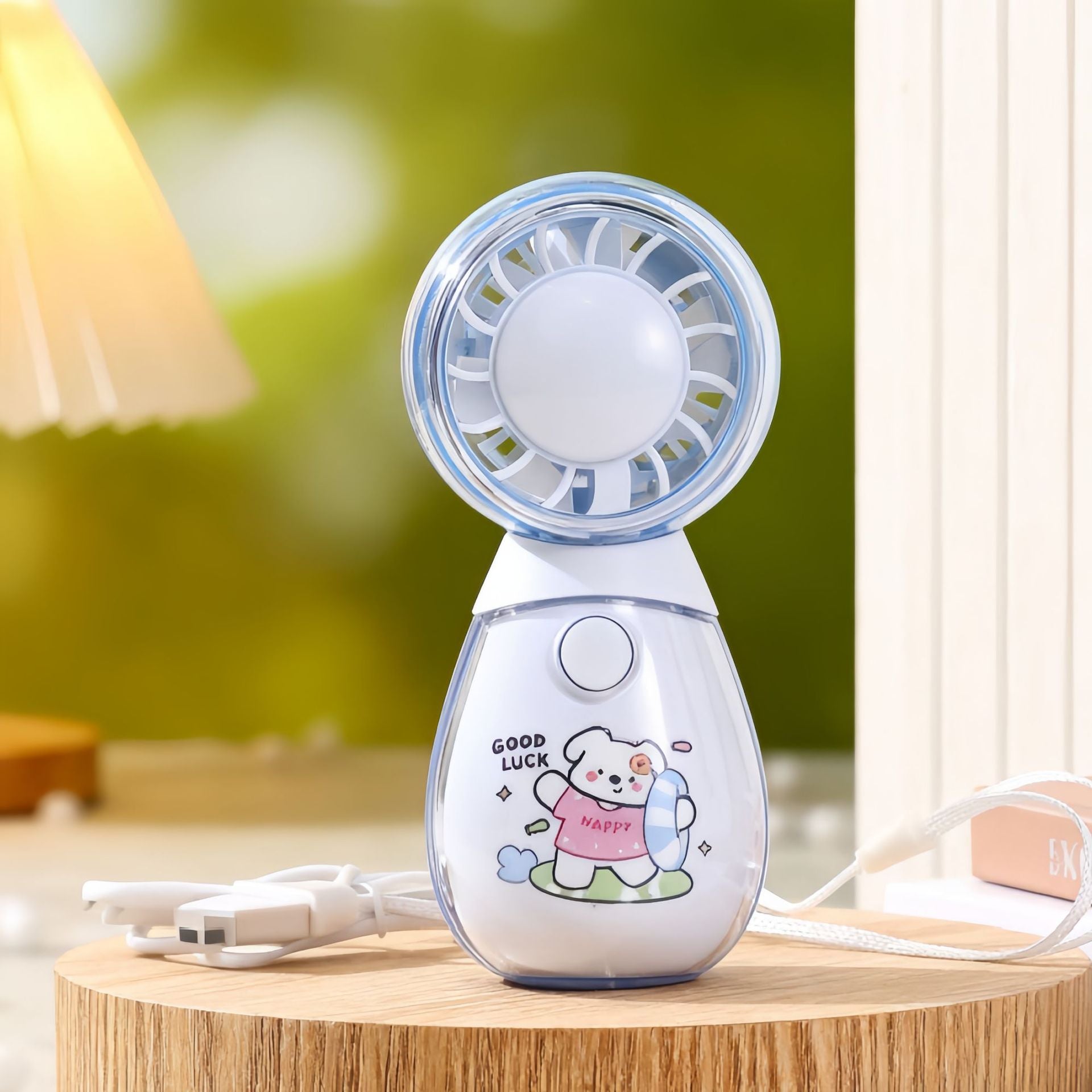Portable Handheld Fan with Bear Design USB Rechargeable Lightweight Personal Fan