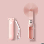 Foldable Rechargeable Handheld Fan with Power Bank and Dual USB Ports Unisex One-Size