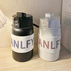 Ladies Insulated Stainless Steel Water Bottle With Leak-Proof Safety Closure Black White