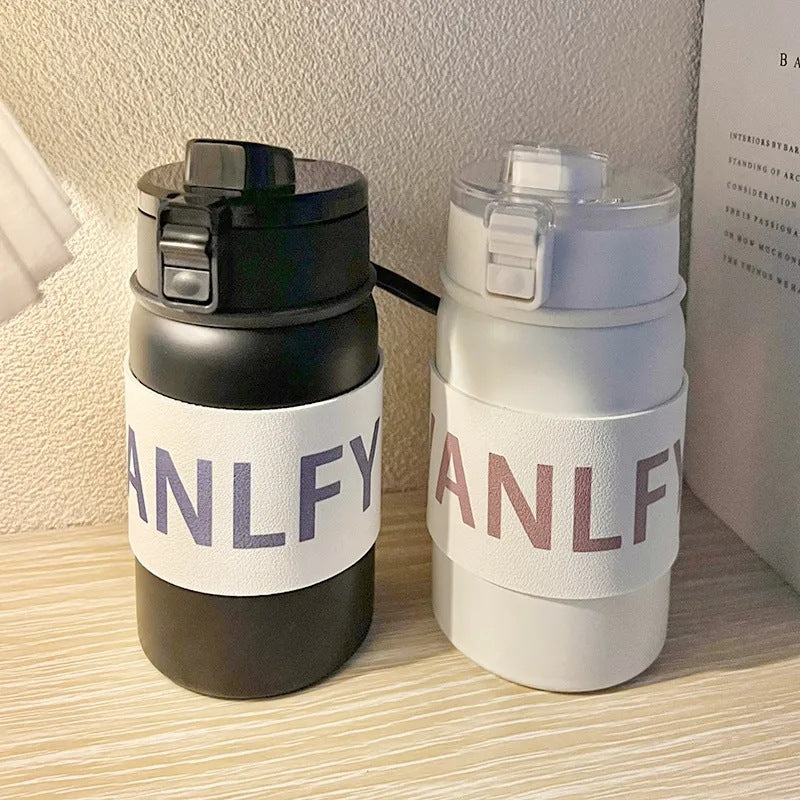 Ladies Insulated Stainless Steel Water Bottle With Leak-Proof Safety Closure Black White