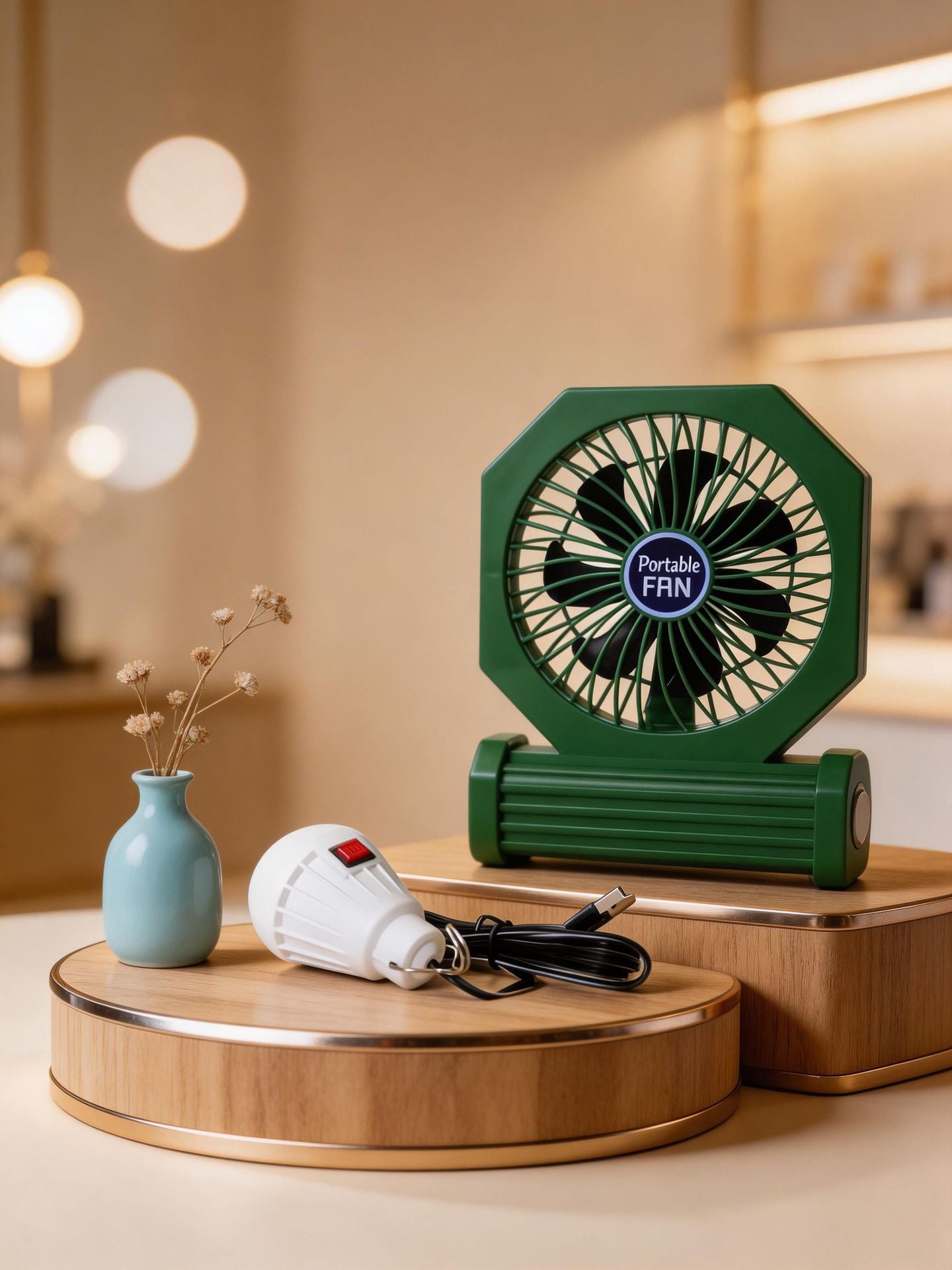 Portable Table Fan with Flexible Tilt USB Powered Compact Lightweight Quiet Design