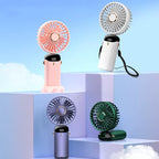 Foldable Rechargeable Handheld Fan with LED Battery Indicator and Detachable Charging Station