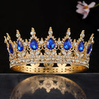 Women’s Crown with Green Gemstones Black Metal Elegant Floral Design
