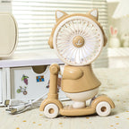 USB Desk Fan Cute Cat Design Portable Quiet Operation Adjustable Tilt for Women