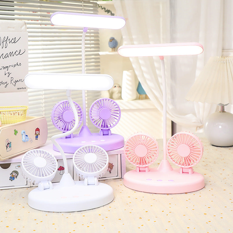Multifunctional Table Lamp with Integrated Fans USB LED Light and Cooling for Bedroom or Office